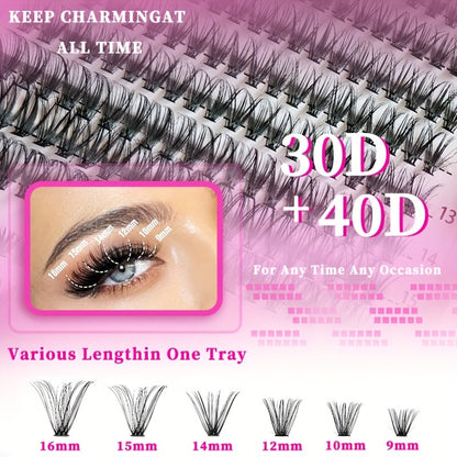 Lash-Erweiterungskit-280/320/640pcs D-Curl-Cluster + Werkzeuge