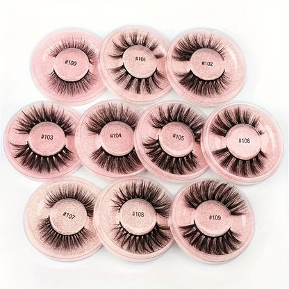 10 Paare selbstklebende Wimpern-Multi-Stil flauschiger Faux-Nerz