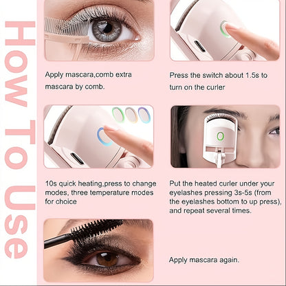 Pinke USB-Wimpernzange mit Heizung – Sanft & Lang anhaltende