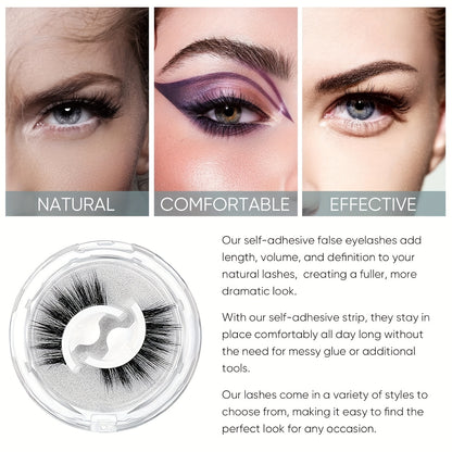 Selbstklebende falsche Wimpern – 3 Paar dünn & Wiederverwendbar