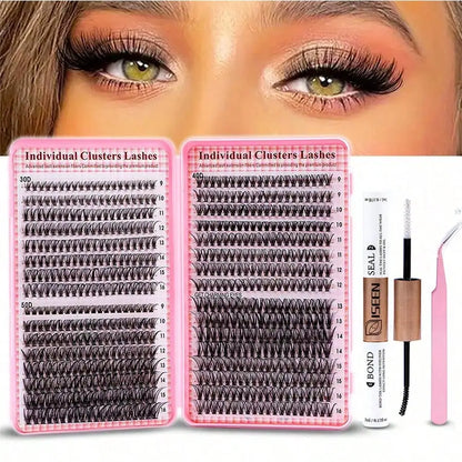 DIY Wimpernverlängerungsset – Gemischte Cluster mit Bond & Pinzette