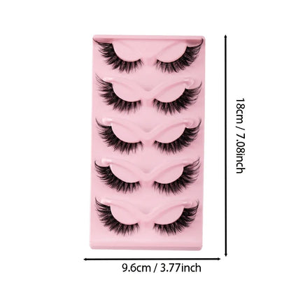 5 Paar Cat Eye Wimpern - Faux Mink mit geflügelten Enden