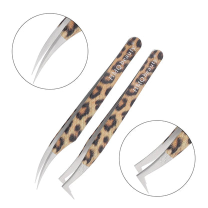Leopard Lash-Pinzetten-Antistatik-Edelstahlwerkzeug