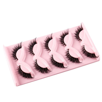 5 Paar Cat Eye Wimpern - Faux Mink mit geflügelten Enden
