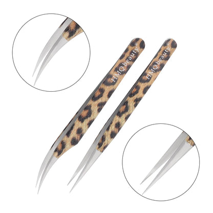 Leopard Lash-Pinzetten-Antistatik-Edelstahlwerkzeug