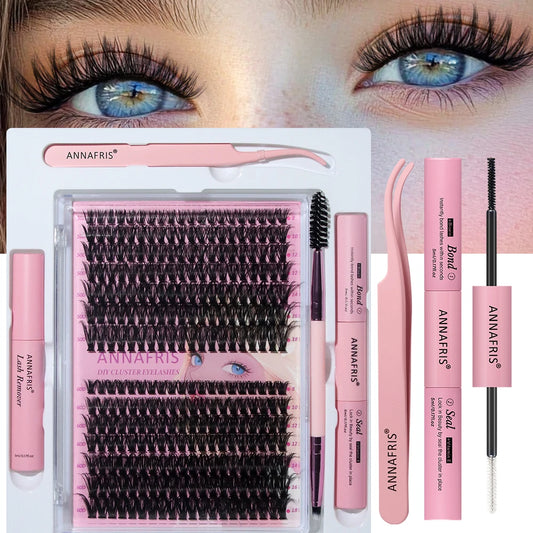 Annafris DIY Lash Extension Kit - 280pcs Cluster + Werkzeuge