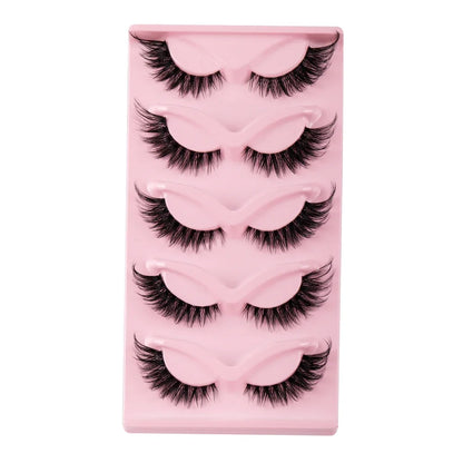 5 Paar Cat Eye Wimpern - Faux Mink mit geflügelten Enden