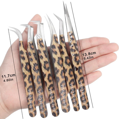 Leopard Lash-Pinzetten-Antistatik-Edelstahlwerkzeug