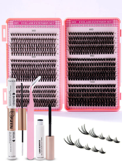 DIY Wimpernverlängerungsset – Gemischte Cluster mit Bond & Pinzette