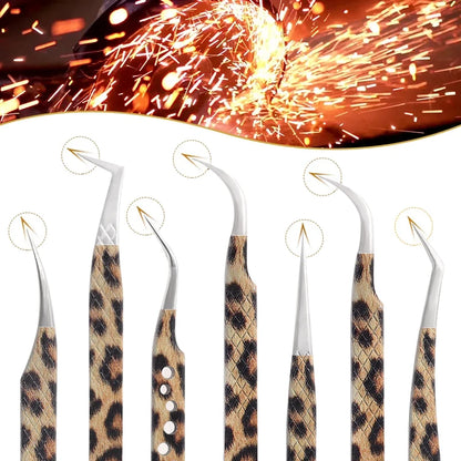 Leopard Lash-Pinzetten-Antistatik-Edelstahlwerkzeug