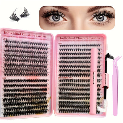 Lash-Erweiterungskit-280/320/640pcs D-Curl-Cluster + Werkzeuge