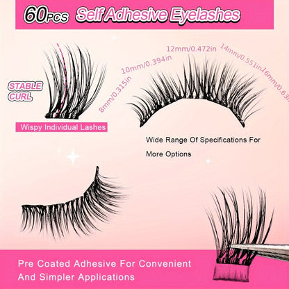 60pcs selbstkluster Cluster-Wimpern-wiederverwendbares DIY-Kit