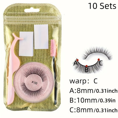 10 Paare selbstklebende Wimpern-Multi-Stil flauschiger Faux-Nerz