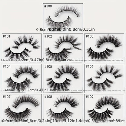 10 Paare selbstklebende Wimpern-Multi-Stil flauschiger Faux-Nerz